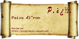 Paizs Áron névjegykártya