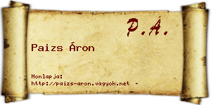 Paizs Áron névjegykártya