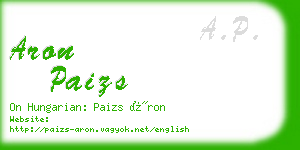 aron paizs business card